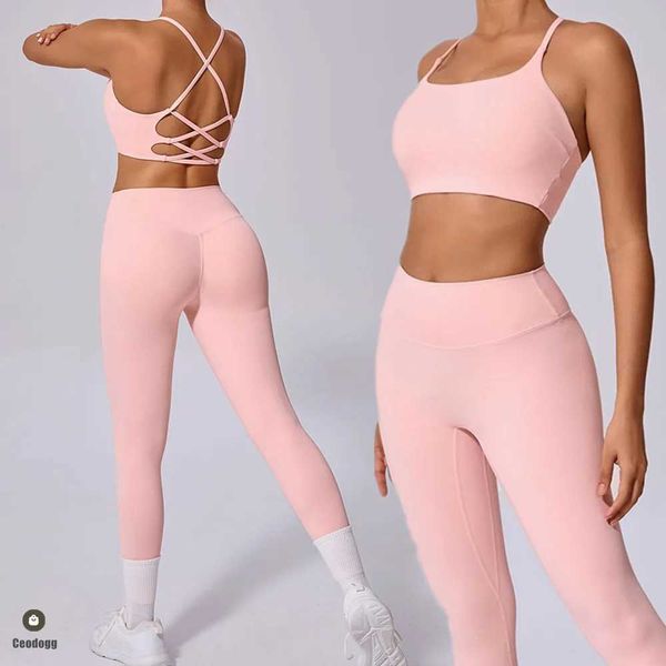 Conjuntos ativos Conjunto de ioga 2PCS Conjunto de ginástica Roupas fitness feminino