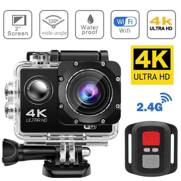 Sports Action Video Cameras Action Camera Ultra HD 4K-30f WiFi 2.0-inch 170D Waterproof Helmet Video Recording Cameras Sport Cam With Remote