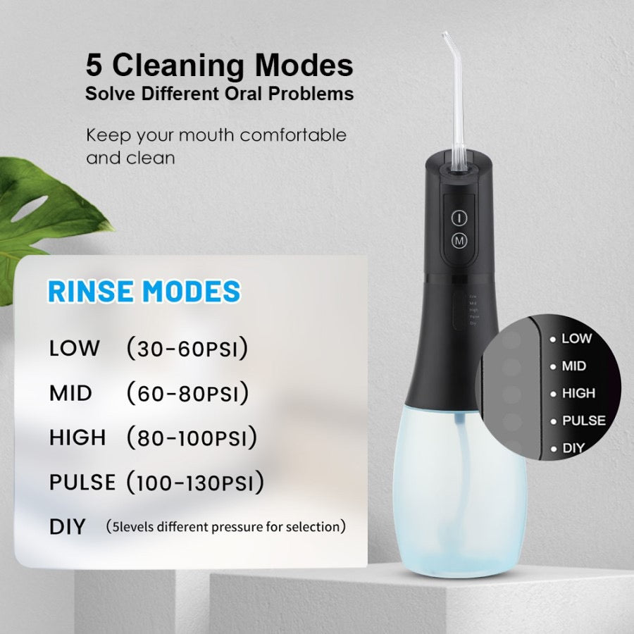 Oral Hygiene Care Products Portable Ultrasonic Smart Scaler 5 Mode Flosser Long Battery Life Portable Flosser 400ml Flosser Dental Cleaner
