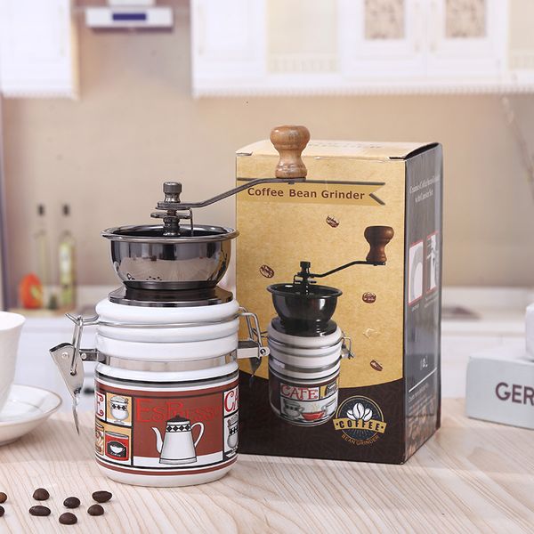 Hand cranked pepper ceramic circular sealed jar drum manual coffee grinder