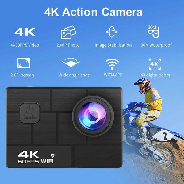 Sports Action Video Cameras Action Sport Camera Ultra HD 4K60fps WiFi EIS 170D 30M Waterproof Professional Anti-Shake Sport Camera With Remo