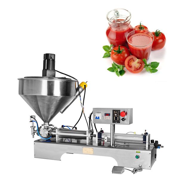 Manufacture Price Horizontal Semi Automatic Pneumatic Paste Chili Sauce Filling Machine Oil Liquid Jam Mixing Filling Machines