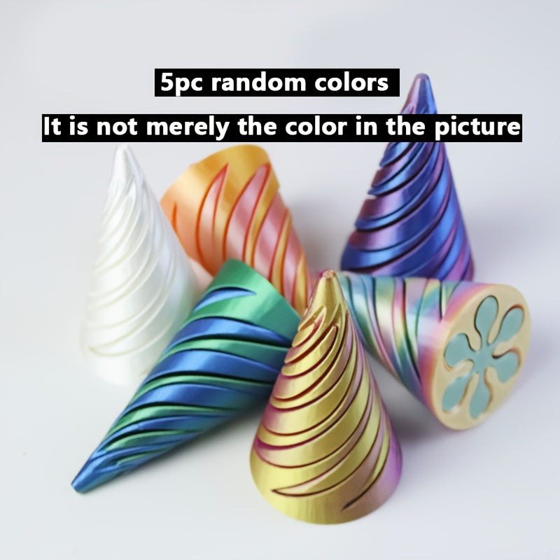 TEMU Pack Of 3 And Pack Of 5 3d-printed Spiral Cones Panelled Design Toys Tabletop Decoration Souvenir Gifts
