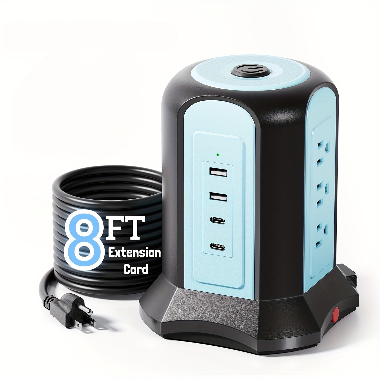 TEMU 19-13-in-1 Power Strip Tower Surge Protector,, Superdanny Desktop Charging Station With 9-12 Outlets, 4-6 Usb Ports(-c-pd18w), 8ft Extension