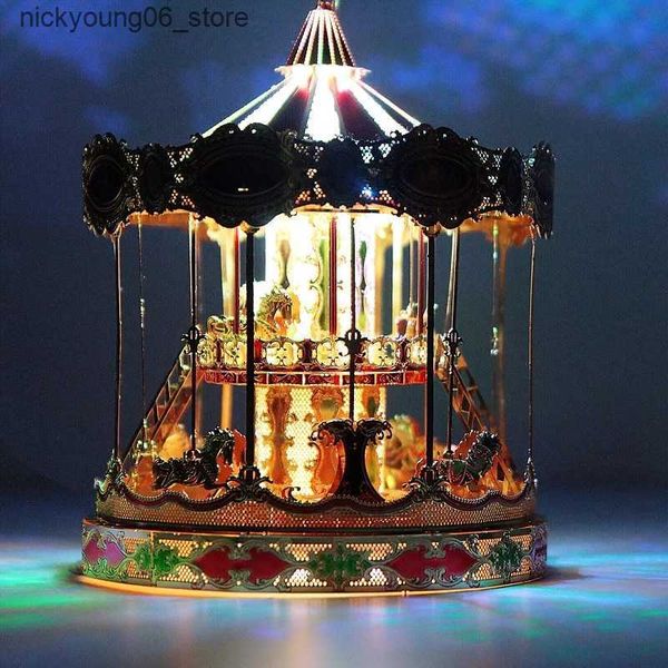 3D Puzzles MMZ MODEL Piececool 3D Metal Puzzle Merry Go Round Assembly Metal Model Kit DIY 3D Laser Cut Model puzzle Toys Gift for girls L24