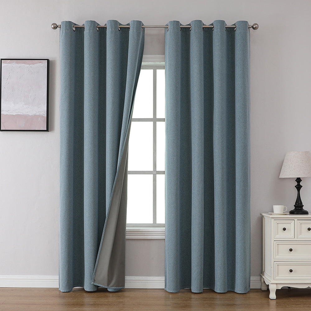 YL-36908 Thickened double-sided linen blackout curtains engineering hotel school sound insulation heat insulation full blackout cotton and linen cur