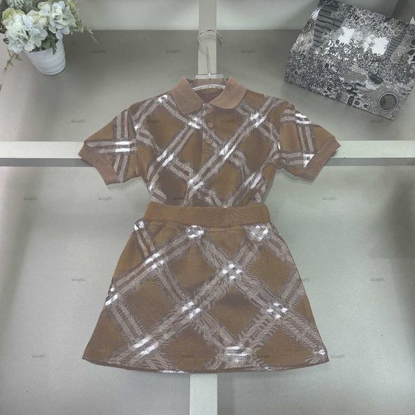 Brand girls dress sets Summer T-shirt set baby overskirt kids designer clothes Identical print Short sleeve POLO shirt and skirt