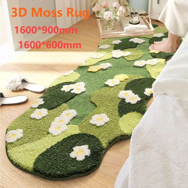 Forest Irregular or Mat Fluffy Moss Carpet Three-Dimensional cking cked Green Plush Bedroom Rug R250206