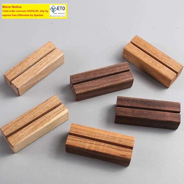 Wood Card Holder Wedding Postcard Organizer Wooden Creative Desk Sign Price Tag Display Memo Note Clip Picture Photo Clip Stand LL