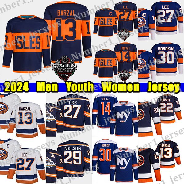 #13 Mathew Barzal 2024 Stadium Series hockey jersey #14 Bo Horvat Anders Lee Noah Dobson Mike Bossy Semyon Varlamov Wahlstrom Alexander Roma
