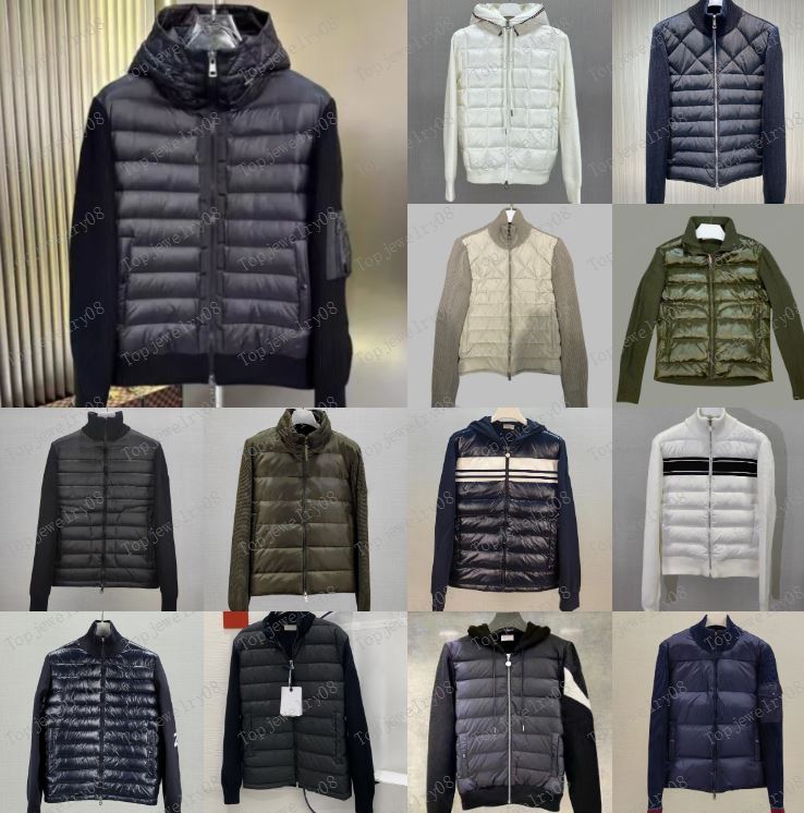 Designer Women Down Parkas Mens Embroidered Badge Stand Collar Knitted Splice Sweater Lightweight Down Jacket Sweater Puffer Jacket Fluffy Coat Swea
