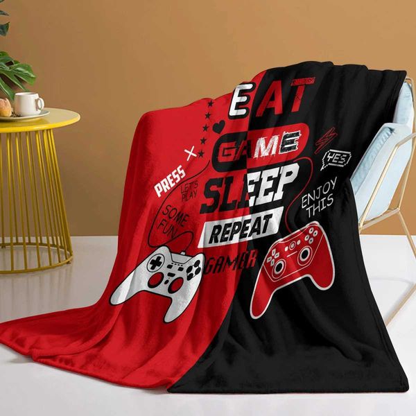 Black Video Game Controller Splice Blanket Happy lifestyle Soft Flannel Blanket Warm Cozy Blanket for Teens Adults kids Q241121