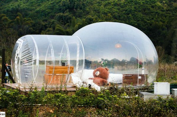 Lodge Balloon Outdoor Air Log Cabin House Camping Transparent Igloo Dome Clear Bubble Inflatable Tent