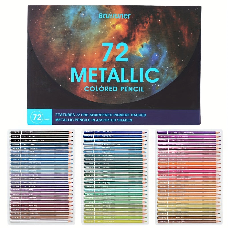 TEMU 72-50 Color Metallic Colored Pencils Drawing Sketching Set Coloring Colour Pencils Art Supplies For Artist School Stationery, Sketching Tools,