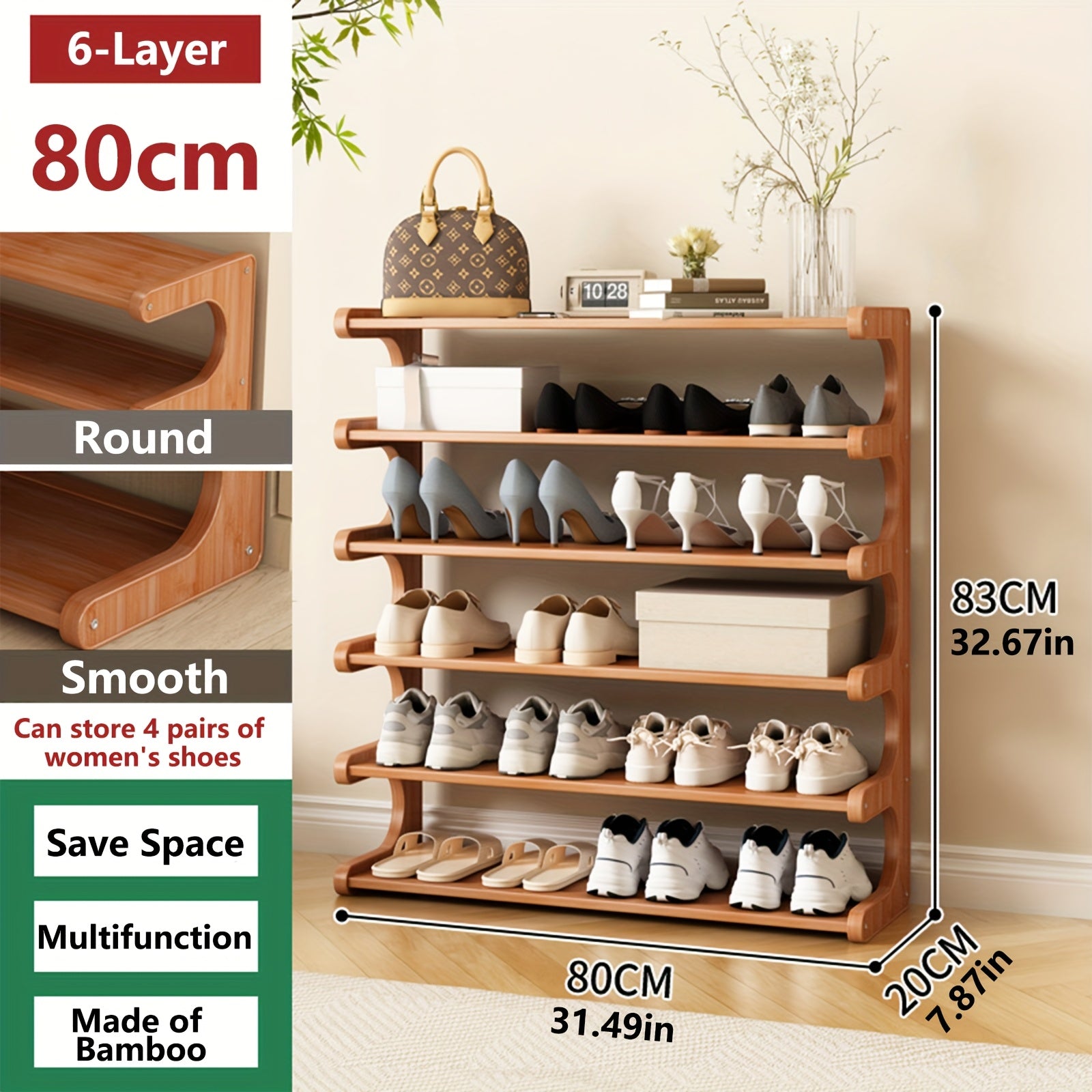 TEMU Practical Shelving Unit, Shoe Rack, Space-saving Design, Independent Storage Rack, Wood Grain Finish, Easy To Assemble, Self-supporting Cubic