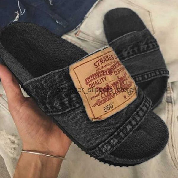 Slippers Denim Slipper Female Shoes Non-slip Comfortable Summer Flat Slippers Woman Slides Outdoor Beach Casual Shoes Women2023 Q250116