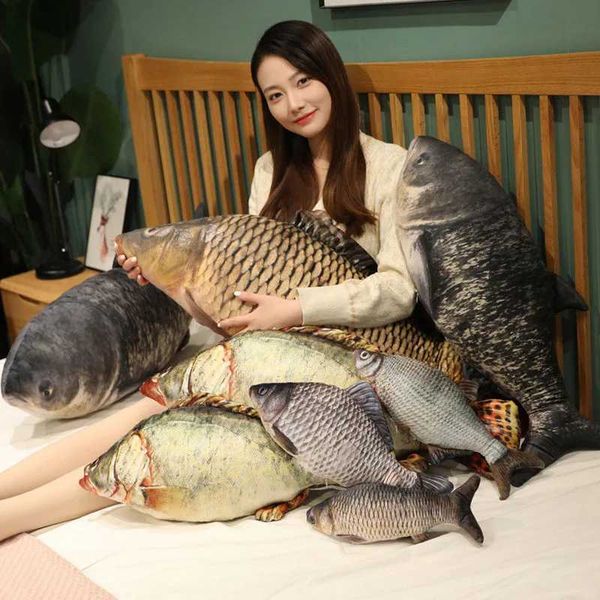 Plush Dolls Simulated fun fish plush toys giant stuffed soft animal carpets plush pillows creative sleep pads childrens and girls Christmas