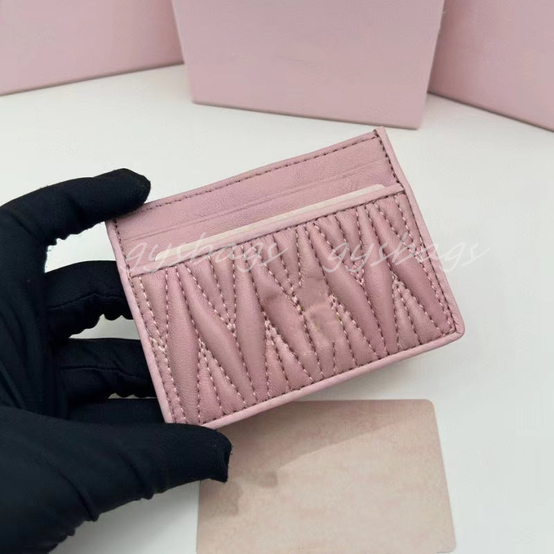Woman Pleated Card Holders short wallet designer wallet credit cards holders mini cute wallets fashion 3 Colors Sheepskin 10A