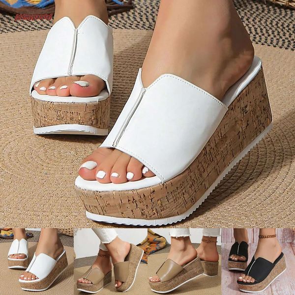 Wedges Summer for Leather Open Toe Beach Shoes Platform Slippers Women Flats Sandalias De Mujer Verano 2024 ddmypanda