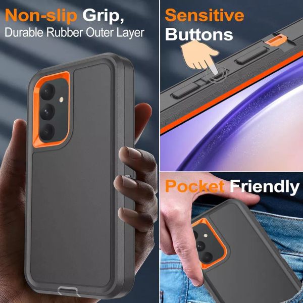 Galaxy A-Series Slim Fit Shockproof Case with Built-in Screen Protector - Fits A15, A14, A54, A03s, A13, A32, A21, A12 Devices