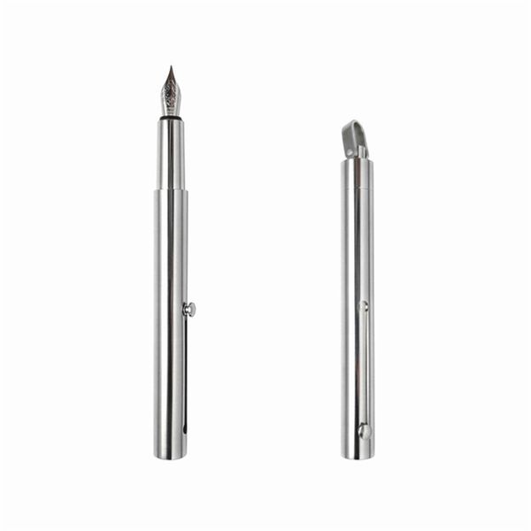 Fountain Pens Handmade Stainless Steel Fountain Pen Portable Mini Retractable Writing Pen With Schmidt Nib 220923