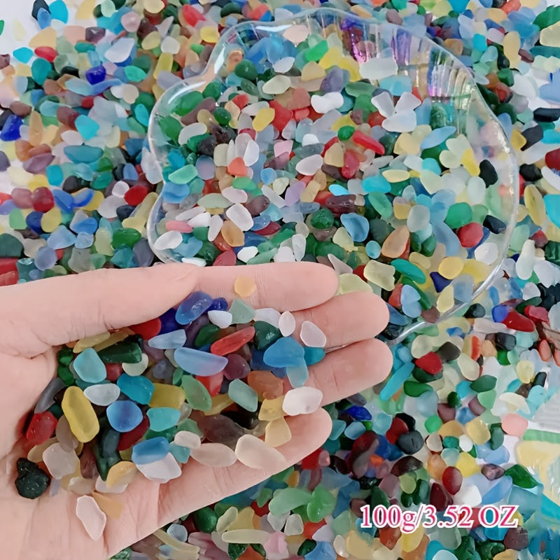 TEMU 3.52-7.05oz Frosted Sea Glass Gemstones - 0.32-0.47 Inch Translucent Diy Fusible Glass Supplies For Aquarium Decor, Vase Fillers, Mosaic Art &