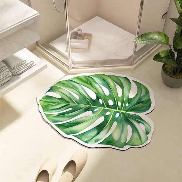 Super Absorbent Bath Mat Leaf Shape Bathroom Rug Floor Foot Mats Toilet Carpet Non-slip Shower Mat Bathtub AccessoriesC241227
