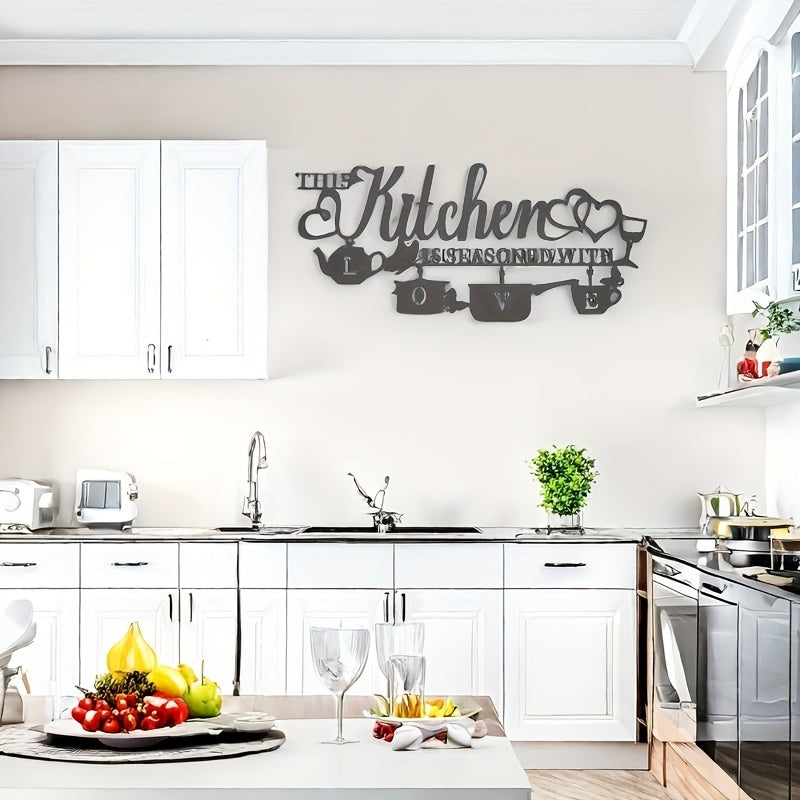 TEMU Metal Kitchen Wall Decor, This Kitchen Is Black Text Name Sign Decor, Country Iron Letter Kitchen Farmhouse Decor