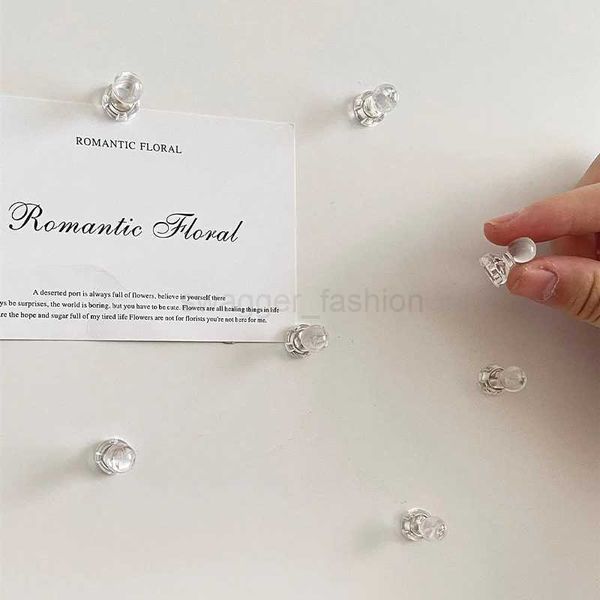 10PCS Korean Ins Thumbtack Refrigerator Magnets Transparent Acrylic Stickers Board Card Holder Simple Notes Fixed DecorationXJ240809