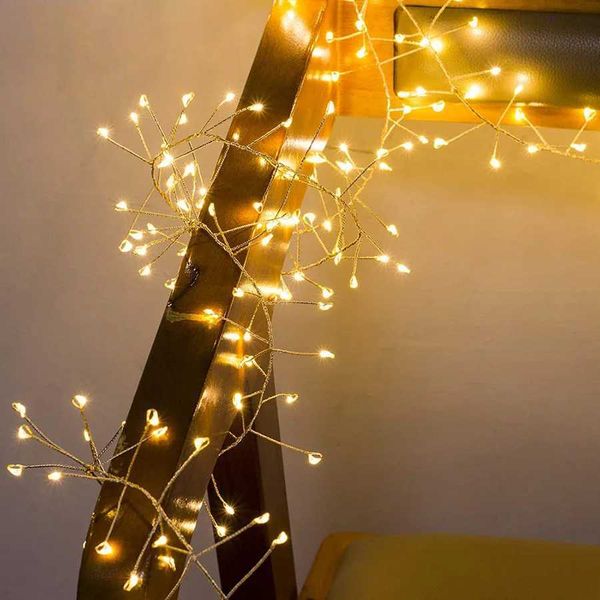 Battery Operated 100-200 LED Firecrackers String Lights Outdoor Waterproof Firework Cluster Fairy Light Christmas Wedding Decor zyc241120