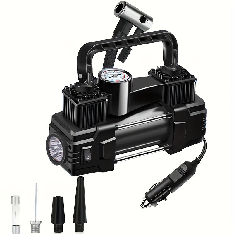 TEMU Portable Tire Inflator, 12v 150 Psi, Handheld Pump With Digital Pressure Gauge, For Car, Motorcycle, Bicycle, Balls, And Sports Equipment, Cars,