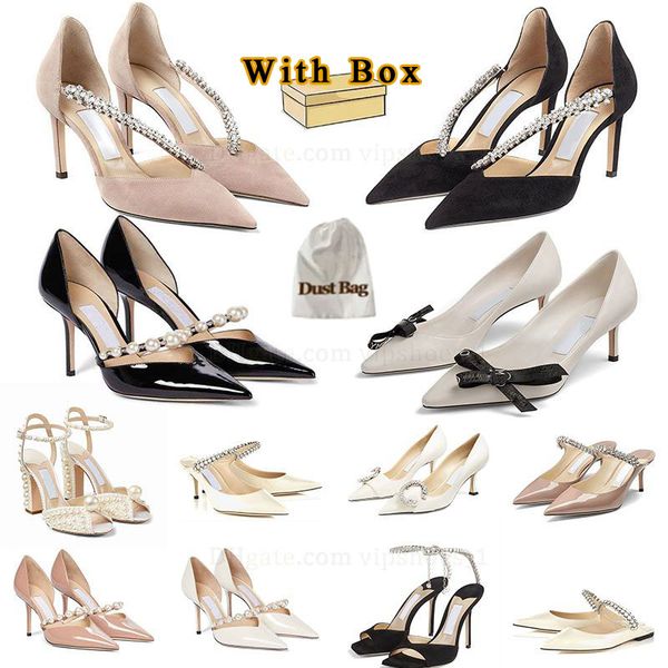 2025 Famous Designer Sandals Dress Shoes Summer Pearl-Embellished Satin Platform Sandal Elegant Women White Bride Pearls High Heels Ladies P