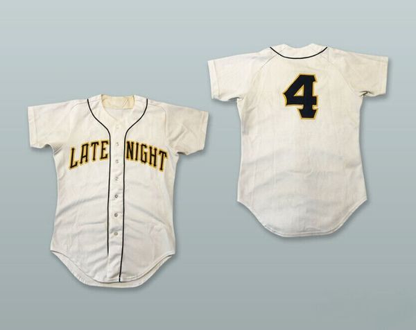 Custom Late Night with David Letterman #4 Baseball Jersey Youth-Men&#039;s White Sewn Name Number S-6XL