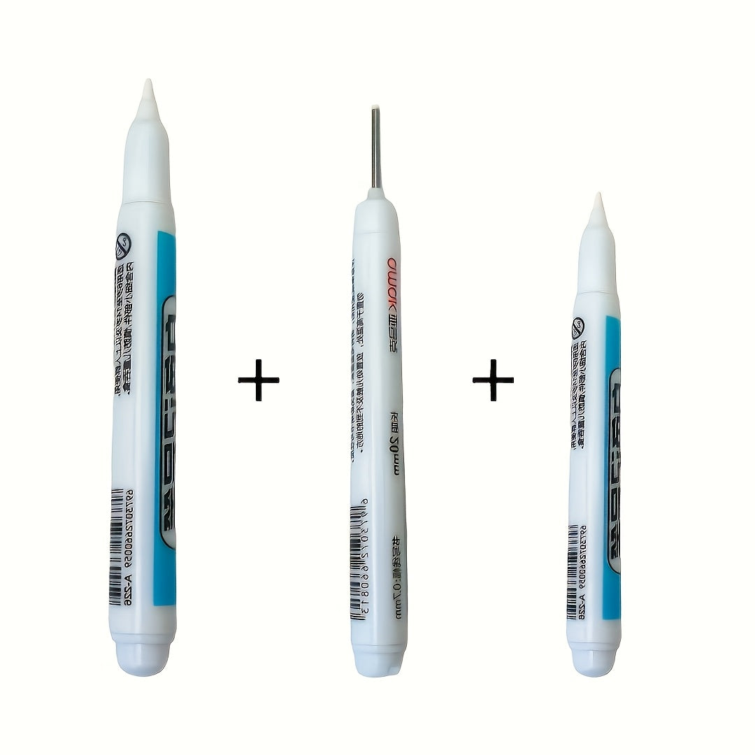 TEMU 3pcs White Marker Pens - Quick-dry, Non-fade & Non-toxic Water-based Ink For Diy Crafts On Glass, Leather, Wood, Metal - Halloween & Christmas