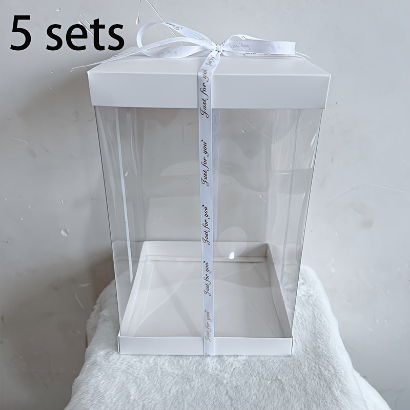 TEMU 5 Sets Plastic Flower Bear Gift Boxes, 9.84inch, Without , For Valentine's Day, , Graduation, Thanksgiving, Grandparents Day, Spring, Tabletop