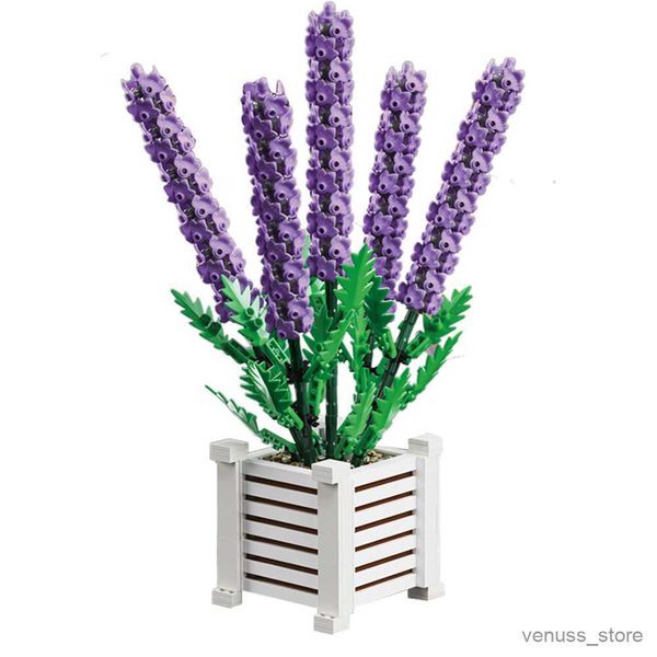 Blocks 2023 City Bouquet Flower Lavender Bonsai Potted Plant Home Decoration Building Blocks Kids Toys R230617