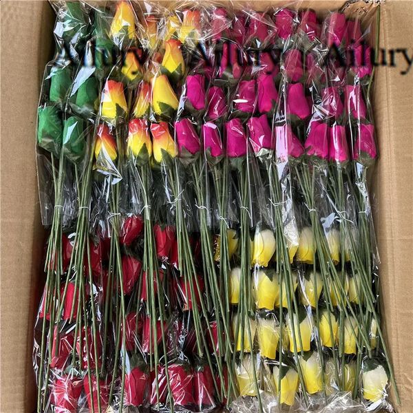 24 colorful wooden rose decorations Christmas carols table vase inserts wedding gifts shopping center handheld 240926