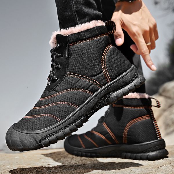 Autumn winter warm sleeve flat shoes, high top solid color snow boots for men, youthful and fashionable casual cotton shoes hot-selling item