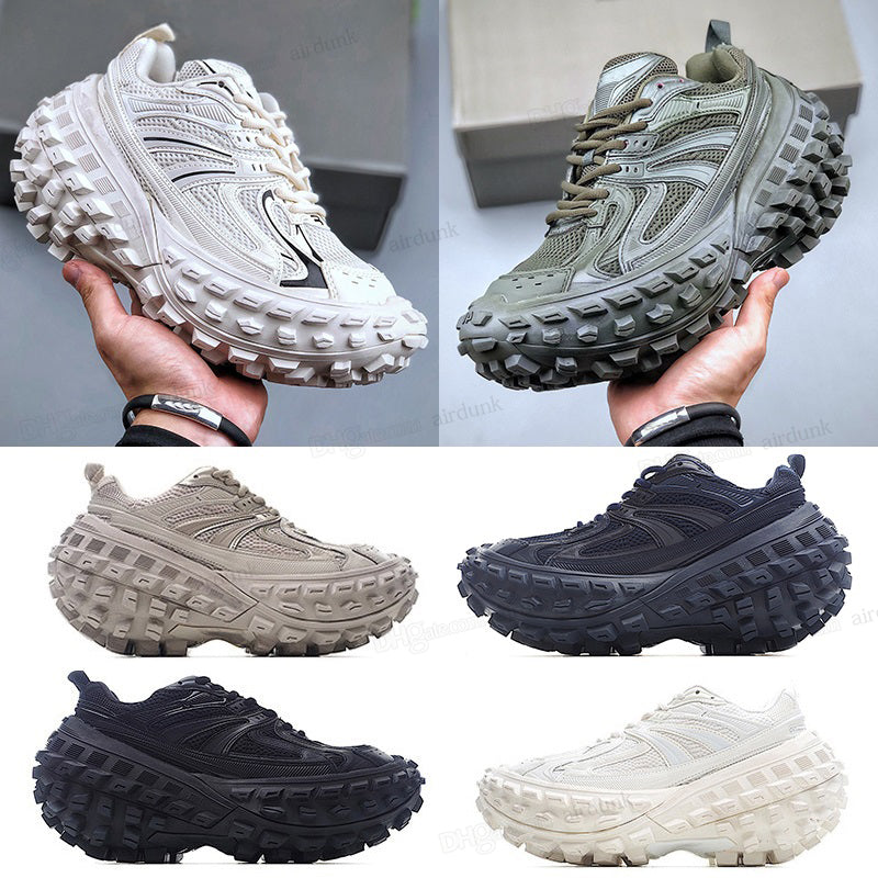 Designer Defender Sneaker Men Women Casual Shoes Rubber Platform Tire Shoe Sneakers Beige Black Khaki Navy Green STARS LOVES Mens Dad Shoes