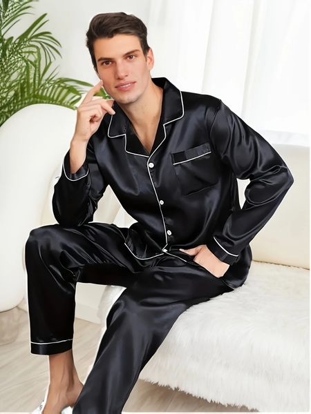 Men Pajamas Set Silk Satin Sleepwear For Man Shirt Long Sleeve Pijama Male Winter Sleeping Home Night Wear Big Size Loungewear 250103