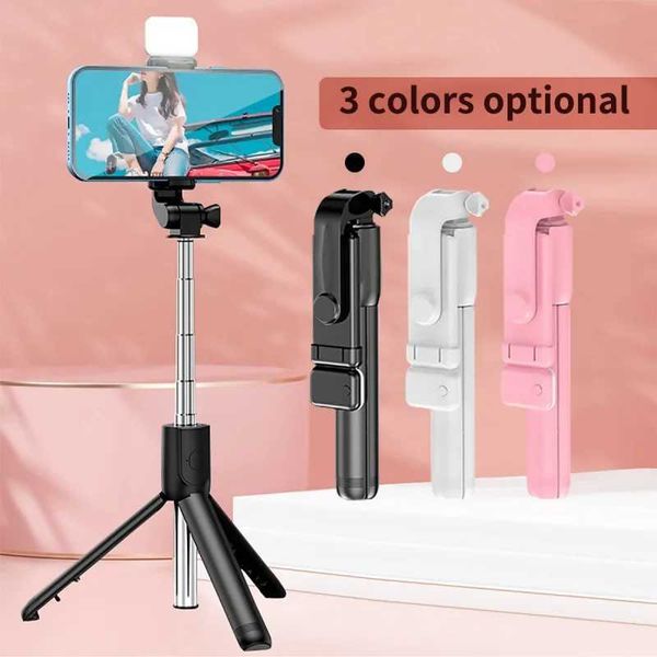 Wireless selfie stick tripod stand with detachable Bluetooth remote fill light for iPhone mobile phone TikTok live streamingM240719