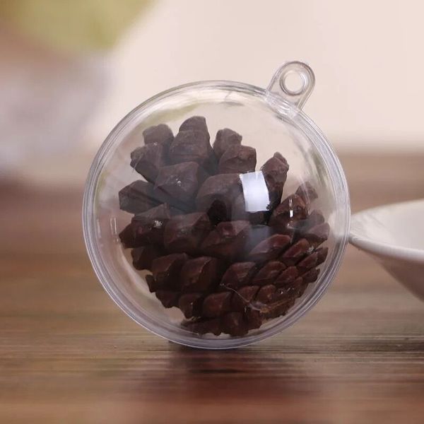 80mm Transparent Clear Plastic Opening Gift Candy Box Fillable Ball Baubles Decor Wedding Christmas Tree Decoration Party Supplies DH876