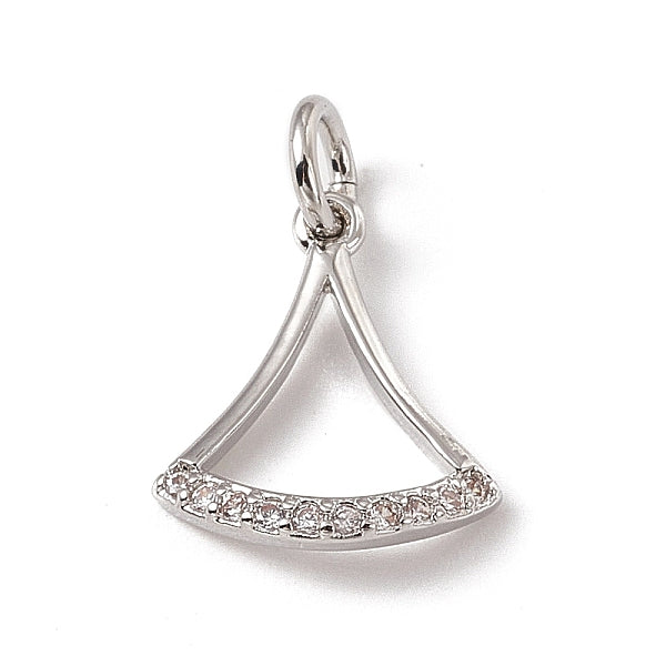 Charms in ottone con micro pavÃ© di foglie di ginkgo in zirconia cubica trasparente