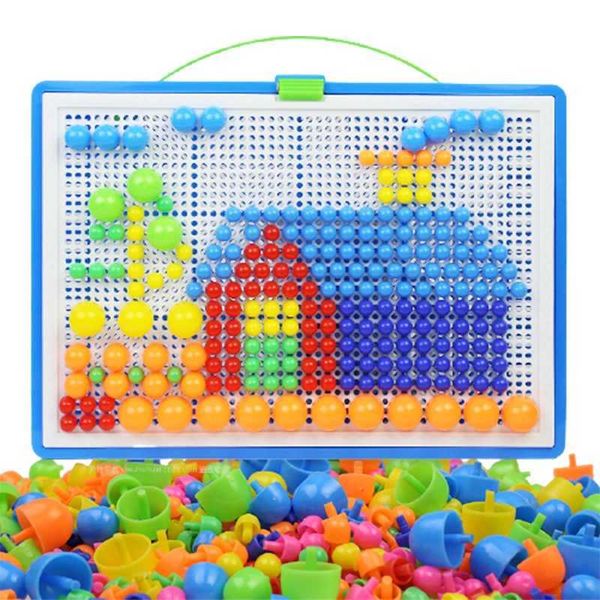 296PCS Mushroom Nail DIY Handmade Toys Childrens Montessori Educational Toys Intelligent 3D Puzzle Game Jigsaw Board GiftsC250120