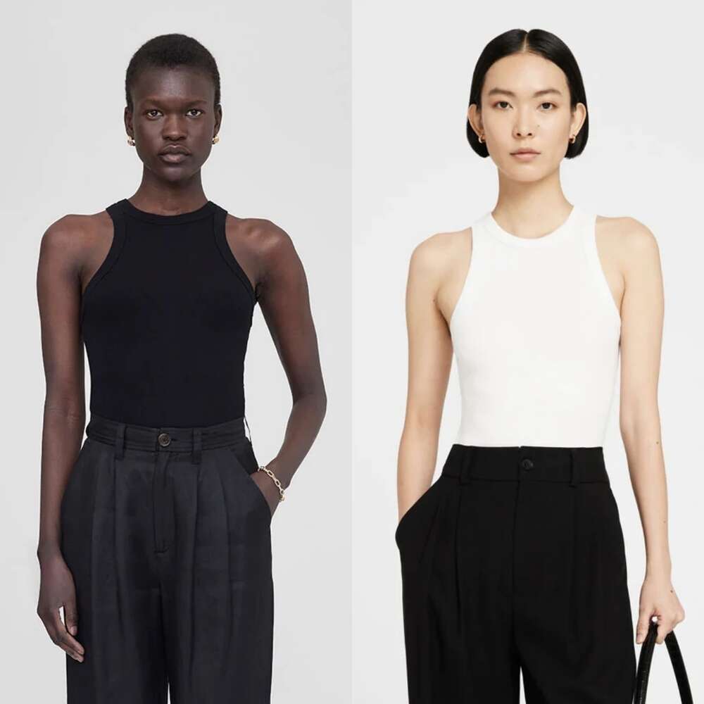 New Slim Fit Tanks Top Quality Women Designer Vest Sleeveless Knit Tank Tops Summer Black and White Simplicity Lady Outwear Tank