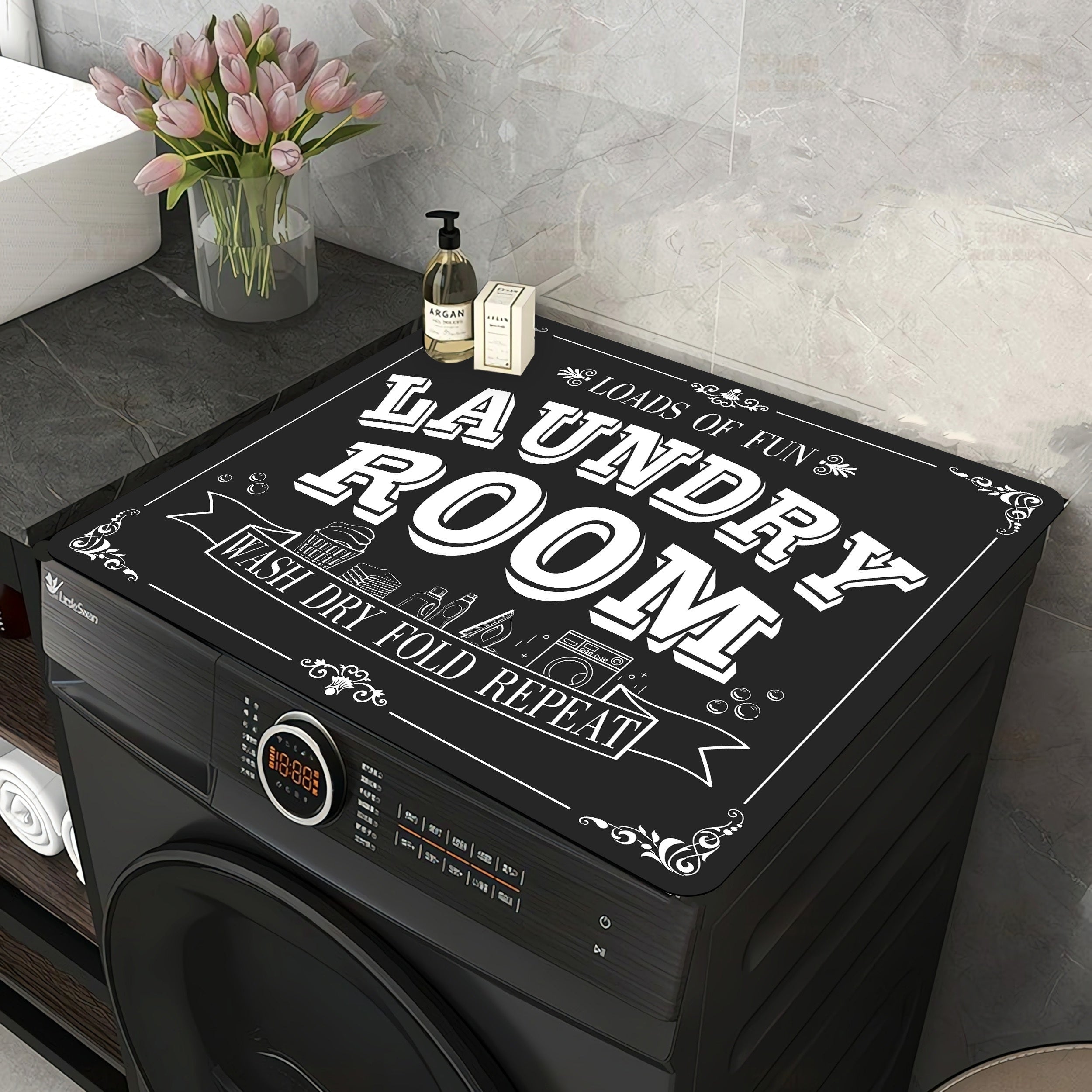 TEMU 1pc Washing Machine And Dryer Pad, 23.6x19.6in Rubber Mat Suitable For Washing Machines And Dryers, Non-slip Washable Top Cover Pad Suitable For