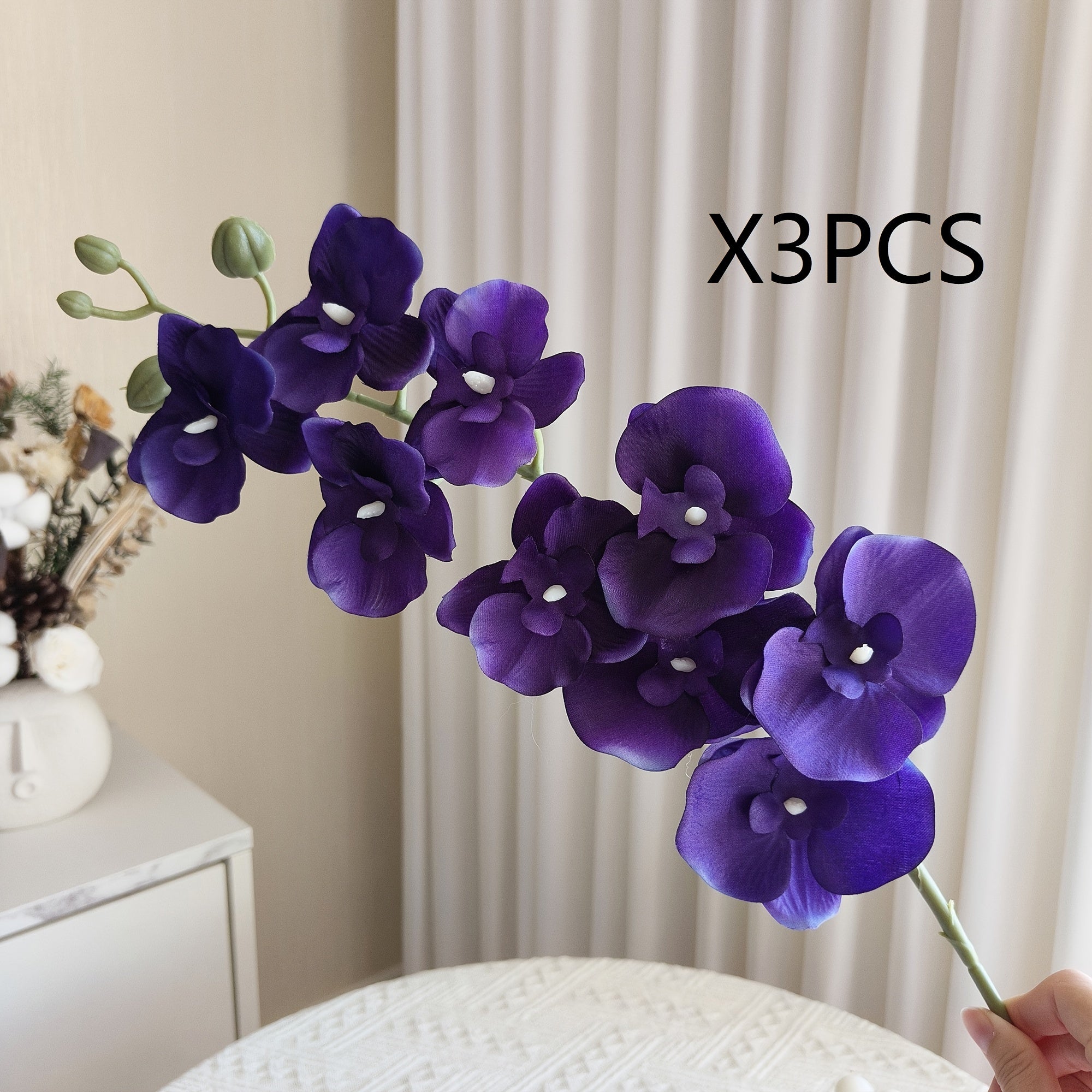 TEMU 3pcs Orchid Artificial , Lifelike Valentine's Day Fabric Orchid Artificial Spring Orchid Stems For Home Decor, Room Types, Tabletop Decoration,