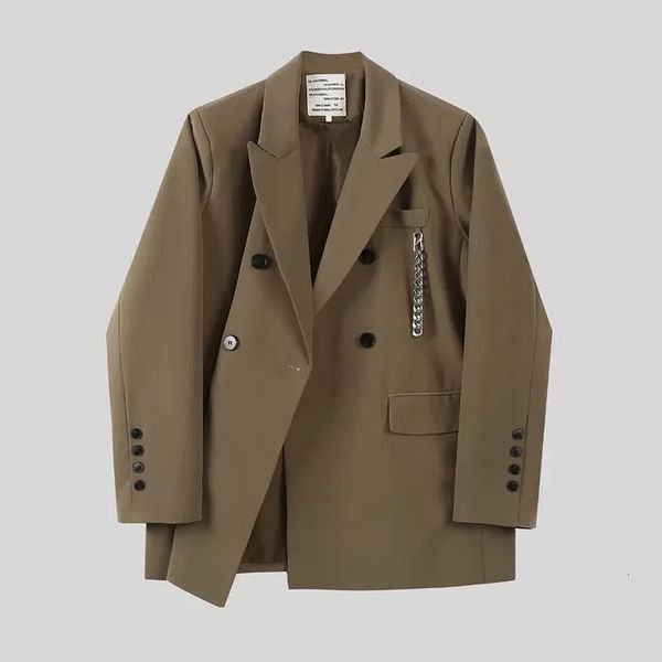 Womens Suits Blazers Vintage Streetwear Coat Harajuku Punk Gothic Chain Black Jackets Female Korean Fashion Loose Suit Outerwear 231212