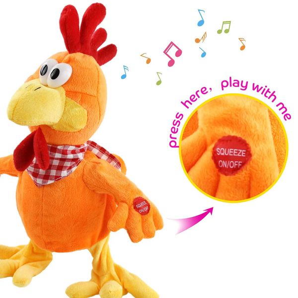Plush Dolls Swinging yellow chicken filled animal doll singing girl music toy plush toy childrens birthday gift J240410
