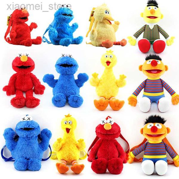 Plush Backpacks 45cm Sesame Street Plush Backpack Plush Doll Red Elmo Blue Cookie Guy Yellow Big Bird Plush Bag Children&#039;s School Bag